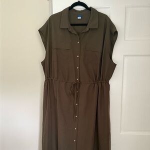 Old Navy Olive Green Button-Down Dress